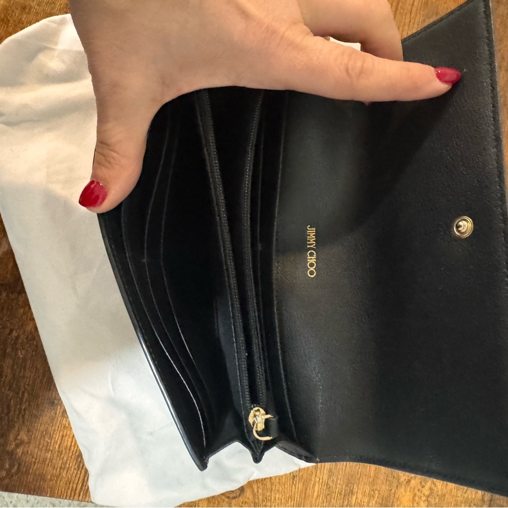 Jimmy Choo Black Wallet with Gold Accents with dust bag - Picture 7 of 7